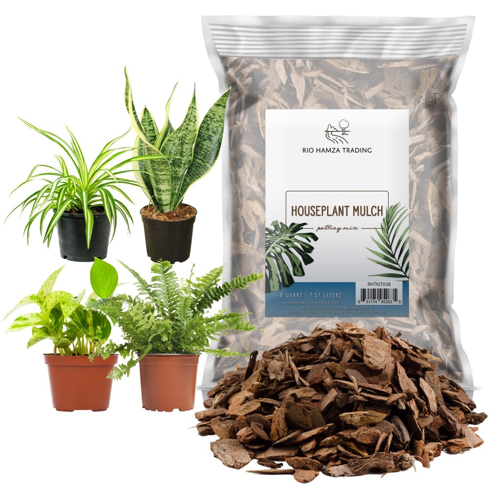 Houseplant Mulch (8 Quarts) – Small Bark Wood Chips for Indoor, Patio, Potted Pl