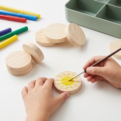 Assorted Color Pine Wood Circle Pieces Reusable for Crafting Home Projects