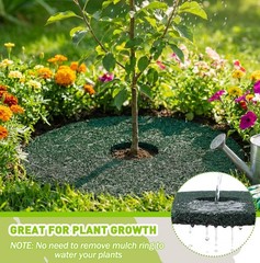 Peryiter 12 Pcs Double Side Rubber Mulch Tree Ring Heavy Duty Rubber Mulch Mat