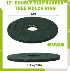 Peryiter 12 Pcs Double Side Rubber Mulch Tree Ring Heavy Duty Rubber Mulch Mat