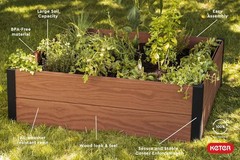 48″ X 48″ inches Wood Look Raised Garden Bed, Durable Outdoor Herb Garden