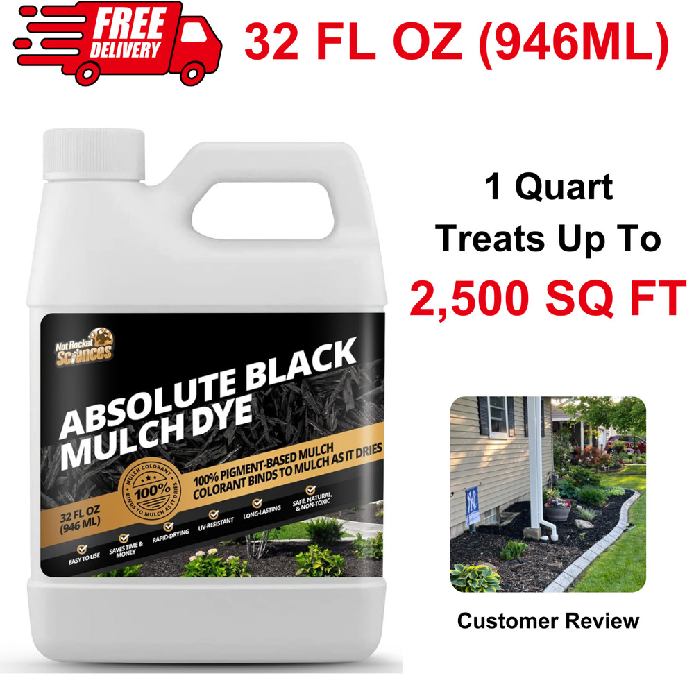 32oz Black Mulch Dye -Restores Faded Mulch, Long-Lasting Color,Cover 2,500 sq.ft