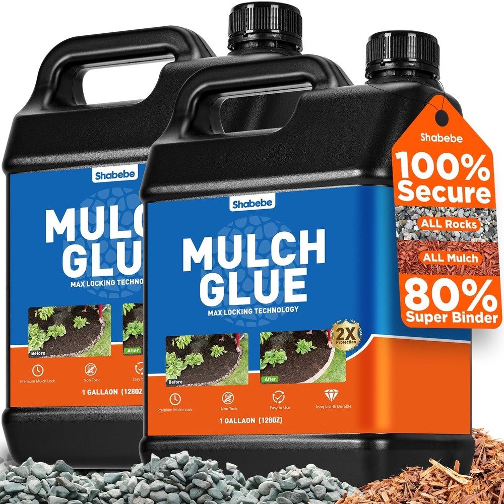 Mulch Glue 2 Gal Rock Adhesive for Pea Gravel Landscaping & Pine Straw, Strong H