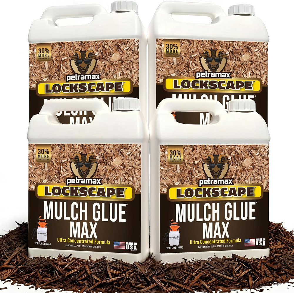 Max Lockscape Mulch Glue – 4 Gal Strong, Pet Safe, 3X Concentrated Binder