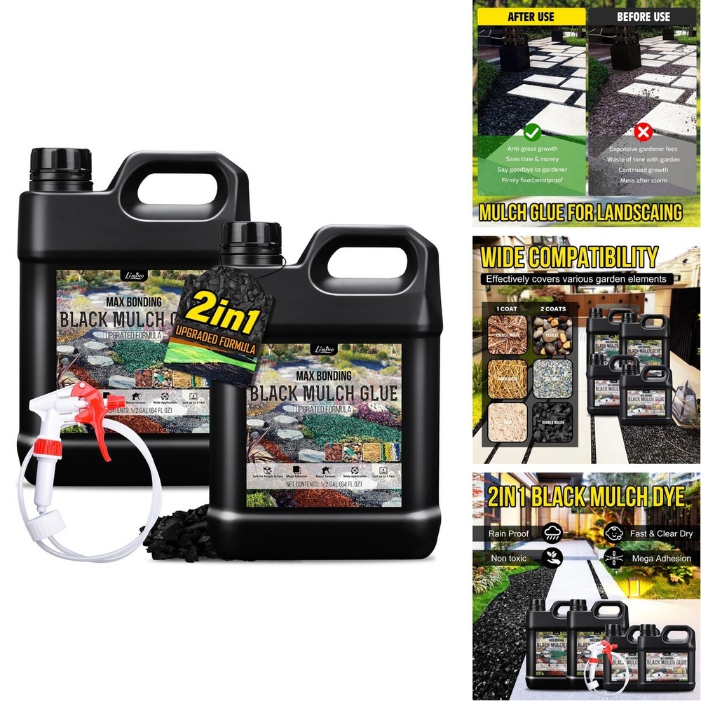 Limino Mulch Glue – 1 Gallon / 128Oz Black Color Mulch Dye Landscape Adhesive