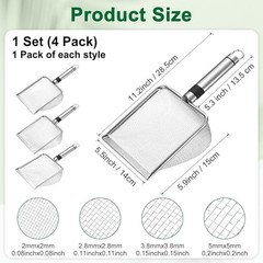 -Pack Gardening Soil Sifter Mesh Stainless Steel Sand Soil 2/2.8/3.8/5 mm 4