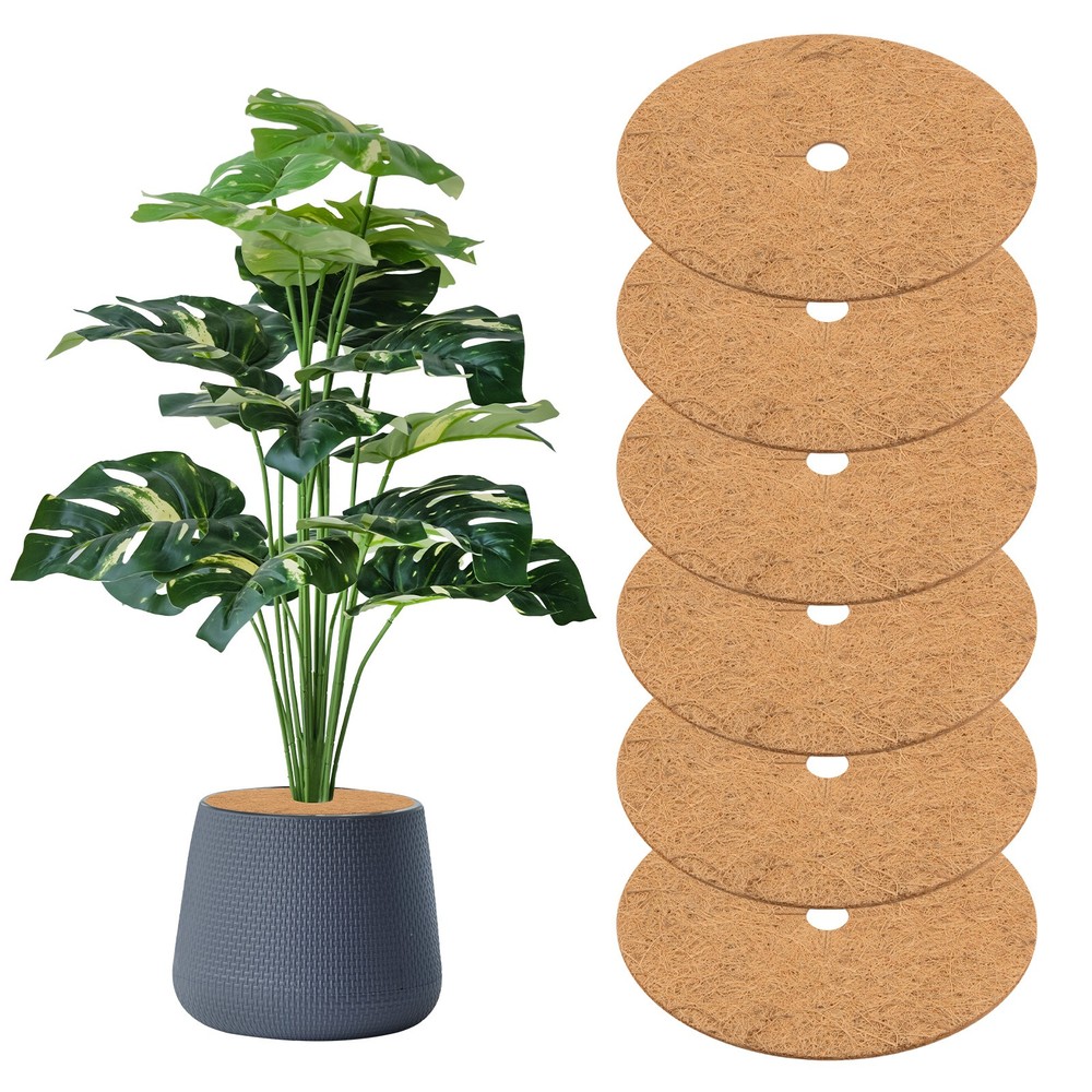 6-Pack 11.8 Inch Coconut Fibers Mulch Ring Tree Protector Mat [Coconut Brown]