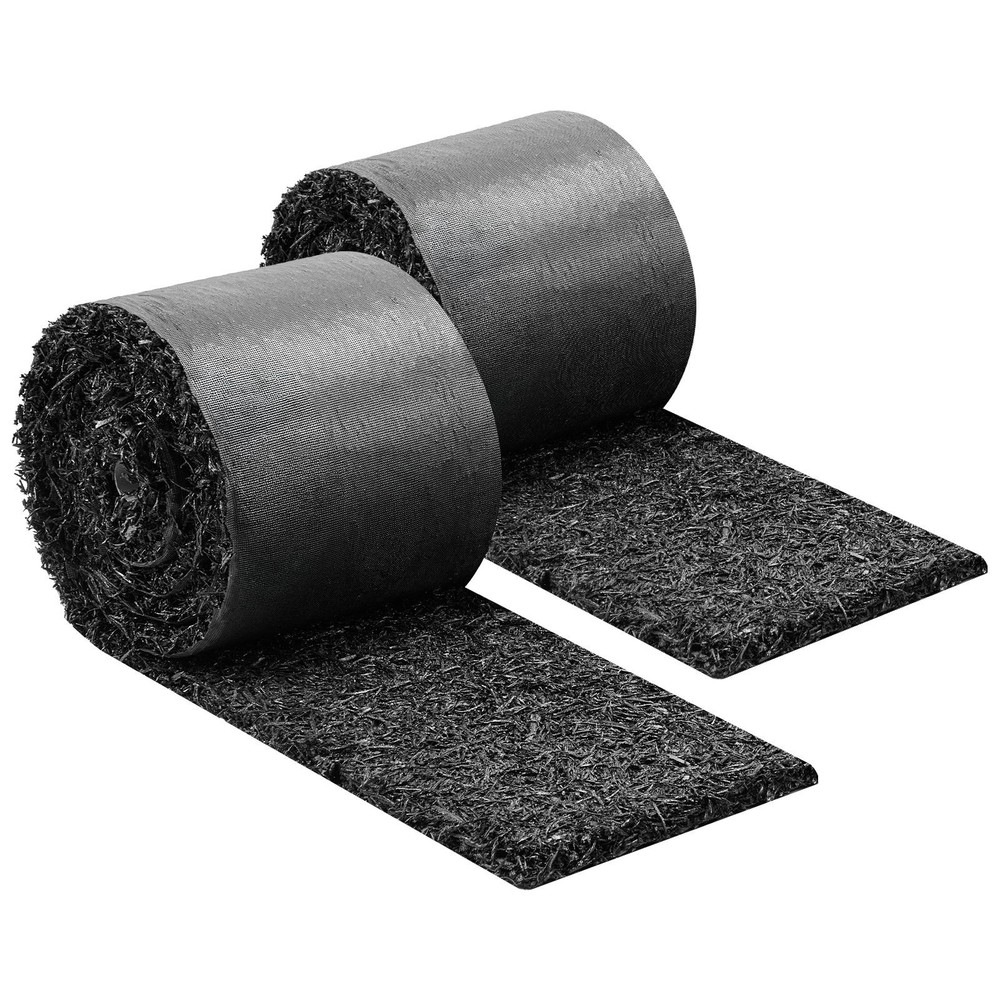 Rubber Mulch Mat Roll, 2 Rolls 140 x 4.5 in, Recycled Garden Edging with Stakes