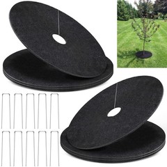 8 Pack Non-Woven Tree Mulch Ring, 16.5 Inch Degradabl Tree Protector Mat Reus…