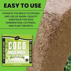 Coco Coir Mega Brick Organic Coconut Coir 11 Pound Coco Fiber Compressed Block