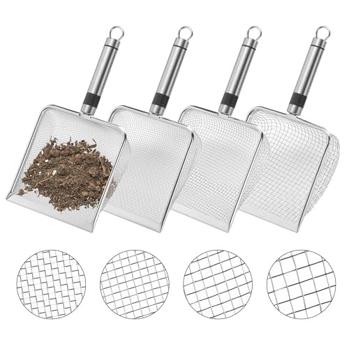 4 Pcs Wider Gardening Soil Sifter-5.5″ W Garden Sieve Sifter with Handle 4 Set