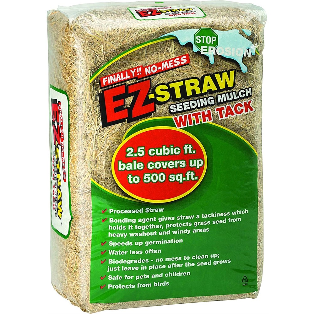 EZ-Straw Seeding Mulch with Tackifier – Biodegradable Processed Straw 2.5 CU FT