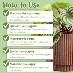 100% Natural Pine Bark Mulch Nuggets for Indoor/Outdoor Container Garden