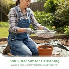 4 PCS Soil Sifter for Gardening, Metal Fine Dirt Sieve Sifter with 3 6 8 10mm