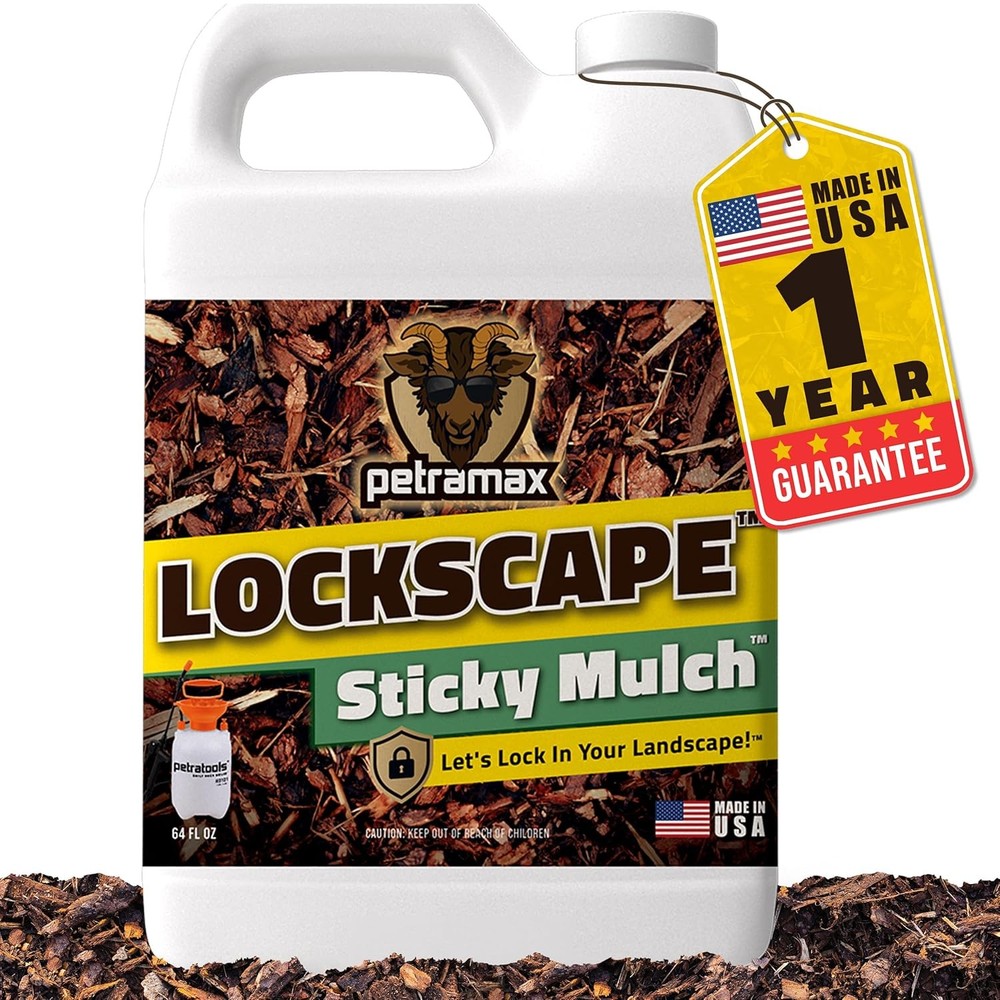 Lockdown Sticky Mulch Glue for Landscaping 64oz Lasts Up to 2 Years, Non-Toxic
