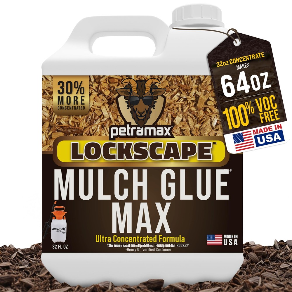 Petra Max Lockscape Mulch Glue for Landscaping 3X 32 OZ, Dries Clear