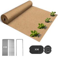 60 x 4 Ft Biodegradable Paper Weed Barrier, Garden Paper Weed Barrier with U-…