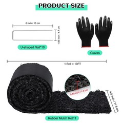 Zatozkar 1 Pcs 10 Ft Long Rubber Mulch Landscaping Garden Mulch Black Roll