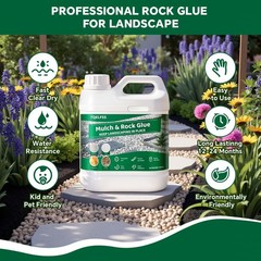 Rock Glue 4L/1.05Gal Mulch Glue,Fast Dry Transparent Waterproof Pea Gravel Stabi