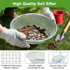 Garden Soil Sifter for Rocks Compost Sieve Garden 3PCS(1/8in,1/4in,3/8in)