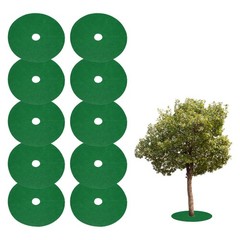 10pcs Tree Mulch Ring 5.9″ Non-Woven Round Tree Protector Weed Barrier, Green