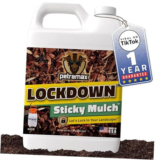Lockdown Sticky Mulch Glue for Landscaping (64 Ounce) – Lasts Up to 2 Years,