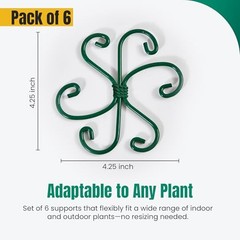6 Pack Metal Plant Stem Supports for Indoor Plants (Green) – Houseplant