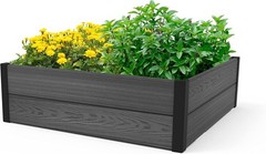 48″ X 48″ inches Wood Look Raised Garden Bed, Durable Outdoor Herb Garden