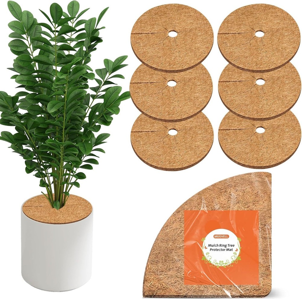 24 Inch Coconut Fiber Mulch Ring, 6 Pcs Tree Protector Mats, Coco Coir Mulch …