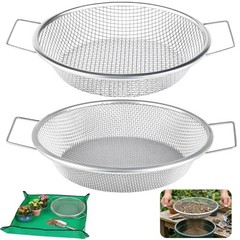 2PCS Soil Sifter for Gardening with Handle,Stainless Steel Rock Compost Soil