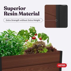 48″ X 48″ inches Wood Look Raised Garden Bed, Durable Outdoor Herb Garden