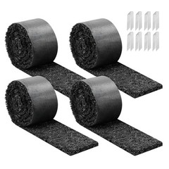 Rubber Mulch Mat Roll, 4 Rolls 120 x 4.5 in, Recycled Rubber Permanent Mulch