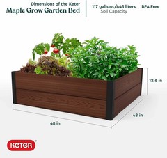 48″ X 48″ inches Wood Look Raised Garden Bed, Durable Outdoor Herb Garden