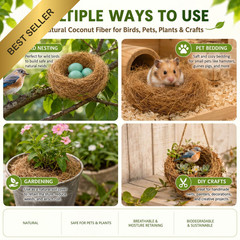MAQIHAN Organic Coconut Husk Fiber Silk Coco Coir Plants Bird Nesting Decor 85g