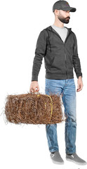 Long Leaf Pine Straw Bale for Mulch, Soil Amendment and Fall Decoration, 24.5″