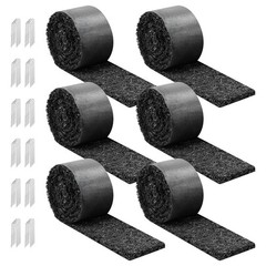 Recycled Rubber Mulch Mat Roll, 6 Rolls 120×4.5 in, Garden Edging with Stakes