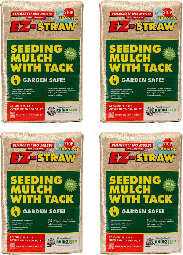 EZ Straw Seeding Mulch with Tack – Biodegradable Processed Straw, 2.5 Cu. Ft. Ba
