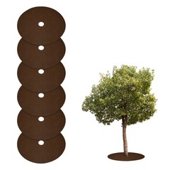 6pcs Tree Mulch Ring 24.4″ Non-Woven Round Tree Protector Weed Barrier, Brown
