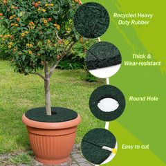 12 Pcs Double Side Rubber Mulch Tree Ring 12 Inch, Heavy Duty Rubber Mulch Mat,