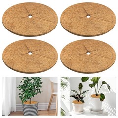 4pcs Coconut Fiber Mulch Ring Tree Plant Protector Mat, 11.8 Inch Natural Coc…