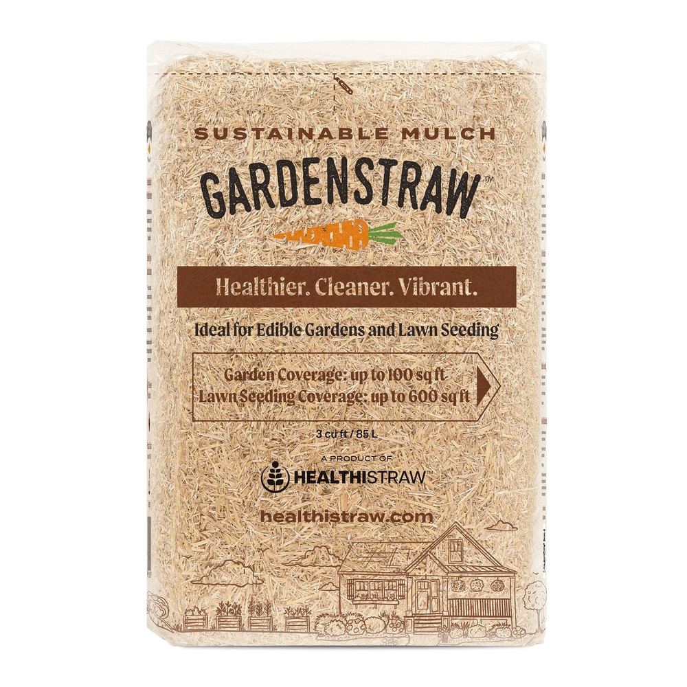 HealthiStraw GardenStraw Sustainable Straw Mulch, Compressed Bale, 3 cu ft