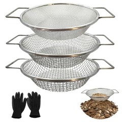 Dirt Soil Sifter for Gardening – 3Pcs Multi Mesh Size Set Silver