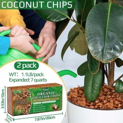 Halatool 2 Pcs Coco Husk Chips for Plants – 7.87 x 3.93 x 1.97 inches, 2pcs