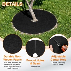 4pcs Tree Mulch Ring 24.4″ Non-Woven Round Tree Protector Weed Barrier Black]