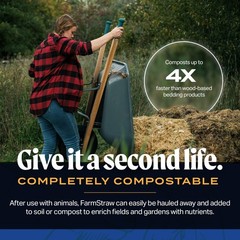HealthiStraw FarmStraw Fine Animal Bedding, Compressed Bale, 3 Cubic Feet