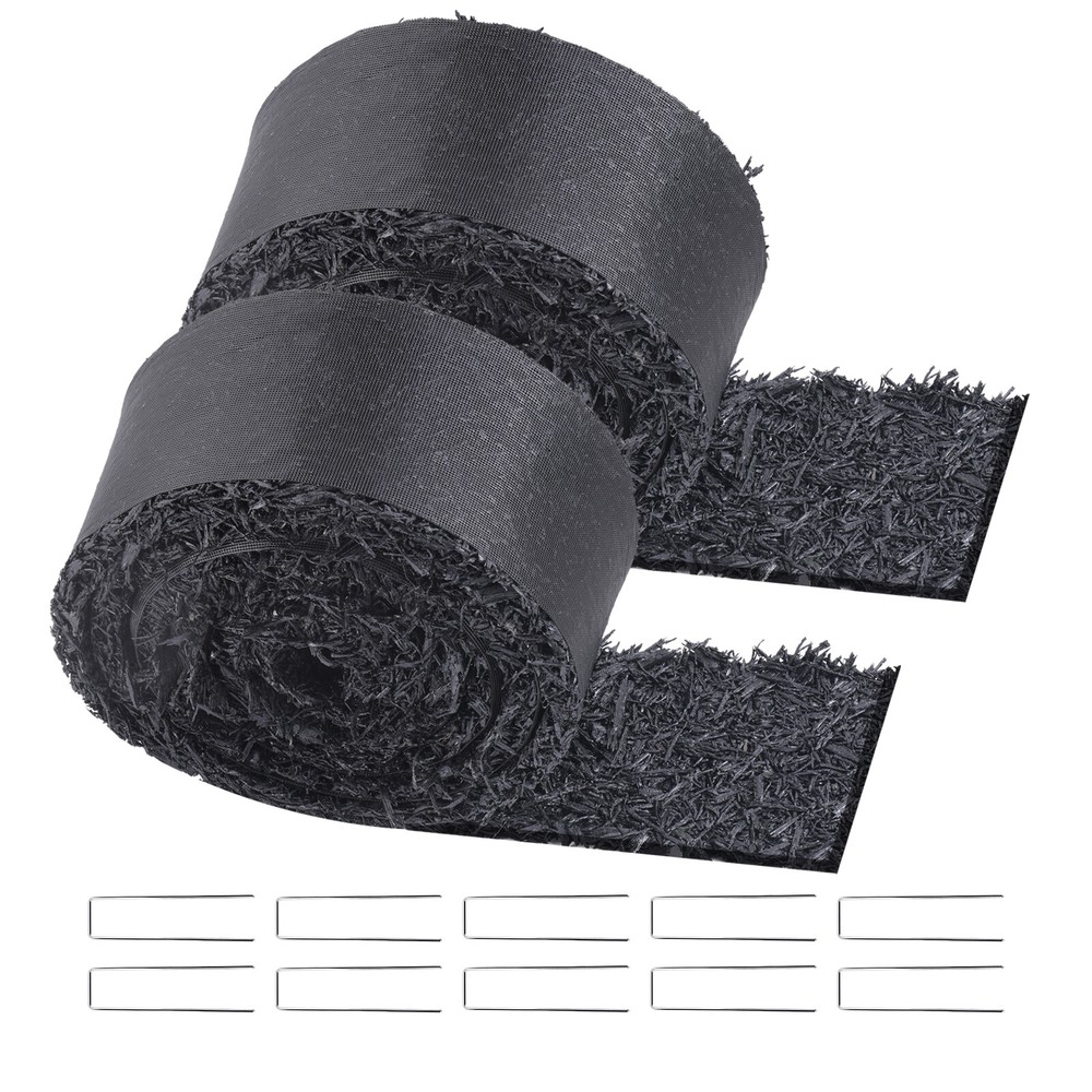 2 Rolls Rubber Mulch Roll for Landscaping 10ft x 4.5inch Rubber Mulch Mat Roll