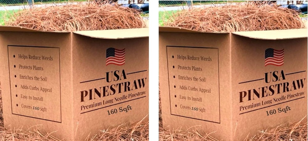 Long Needle Pine Straw Mulch – 160 Sqft Coverage 2 Set – Premium USA Harvested