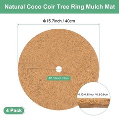 4-Pack 15.7 Inch Coconut Fibers Mulch Ring Tree Protector Mat [Coconut Brown]