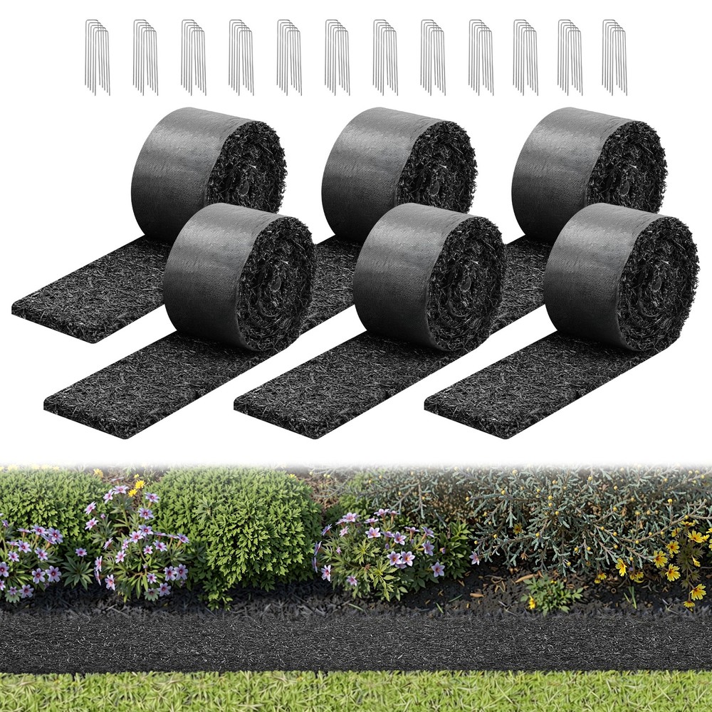 VEVOR Rubber Mulch Roll 6 Pack 120 x 4.5in Landscaping Garden Mulch Pathway Mat