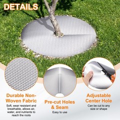 2pcs Tree Mulch Ring 28.3″ Non-Woven Round Tree Protector Weed Barrier, Silver